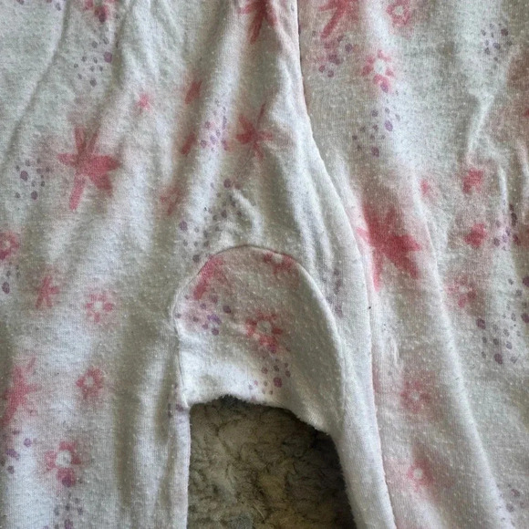 Lullaby Lane White & Pink Zippered Footie Pajamas Size 6-9 Months Sleepsuit - Picture 6 of 6